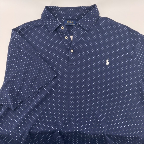 Polo Ralph Lauren Men's Navy Blue Polka Dot Golf Polo Shirt 3XB 3TG - Picture 1 of 7